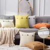 Pillow Pillows Linen Cotton Button Cover 45x45cm Decorative Throw Beige For Sofa Livingroom Pillowcase Bedroom Home Decor