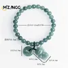 Chain Natural A Goods Jadeite Blue Water Fortune Cat Peace Buckle Bracelet Hand Woven Rope Mens and Womens Luxury Fashion Jewelry Y240420