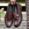 Casual Shoes EURO Size 38-44 Men's Tassel Slip-on Loafers Leisure Man Summer Footwear Toe Layer Cowhide Flats Male