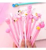 Pens 20pcs/lotto cartone animato gel cartone animato Penna kawaii borse per penna unicorno 0,5 mm Accessori per ufficio inchiostro Nero Accessori di cartoleria Articoli Pink School Supplies