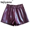 Women's Shorts Tajiyane 2024 Women Trousers Real Sheepskin Genuine Leather Female Clothing Spodnie Damskie TN2321