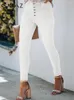 Jeans femininos CMAZ White High Caist Slim Denim lápis Pant for Women 2024 Summer Fashion Comfort Casual Skinny no tornozelo LC7871129