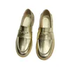 Designer Channel Flats Shoes High Version Amall Shoes Women Enlish Style Flat Bottom Cowhide Casual Shoes Golden Leather Casual Preppy Style Slip-On Loafer Shoes