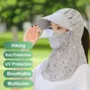 Brede rand hoeden zon hoed vrouwen thee plukken dop stof masker UV bescherming gezicht en nek beschermend deksel bloempatroon winddicht
