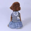 Vêtements pour chiens Pet Pet de vêtements mignons costumes robe rayon coton noire et blanc à rayures à rayures jupe de jupe