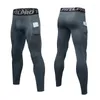 Calça masculina homens compressão treinamento respirável leggings para masculino sólido tight jiu long gym Runking calwear com bolso