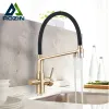 Purificateurs Rozin Filtre robinet de cuisine brossé Gold 360 Robinets d'eau pure pivotants pour la cuisine Black Tull Down Purification Bouxer Water