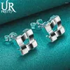 Boucles d'oreilles Urpretty 925 Sterling Silver Tic Tac Toe Earge pour femmes Fashion Wedding Engagement Party Bielry Charm Gift