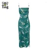 Abiti casual Tingfly Donne Summer Fashion Painting Aesthetic Floral Stampa BodyCon Cinghia Night Cint Lady Sundrixes Clubwear Clubwear