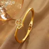 Chain WANZHI 2022 Fashion Gold Plated Inlaid Zircon Double Heart Bangle for Women Trend Party Wedding Jewelry pulseras Y240420