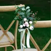 Decoratieve bloemen kunstmatige stoel rug bloem multi-colour gangpad arrangement outdoor bruiloft decoratie feest dineren decora