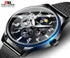 Nouvelle arrivée Tevise Men Automatic Mething Watch Full Steel Tourbillon Wristwatch Moon Phase Chronograph Clock2661316