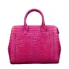 Hete roze krokodile draagtas voor vrouwen Dagelijkse lederen handtassen met lange riemmerknaam Exotic Skin Office Lady Bags Aangepast