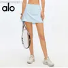 Desginer Aloe Yoga Dress Top Shirt Clothe Short Woman Sports Tennis Womens Anti Light Fake Two Piece Fitness Skirt Quick Drying Breathable Pleated Skirt
