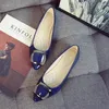 Casual Shoes Small Size 31-43 Fashion Woman Metal Buckle Flats Female Mocasines Leather Mom Ballet Lady Blue Wine Red Prom