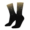 Chaussettes pour hommes Modèle de paillettes noir et or 3D Impression drôle Harajuku Unisexe Tube Middle