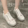 Casual Shoes Lucyever Fashion Lace Floral Sneakers Women Transparent Heels Breathable Mesh Woman Glitter Thick Platform