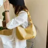 Hobos New Summer Fresh Ins Sweet Taro Purple Fold Bag Soft Leather Large Capacity Popular Oneshoulder Armpit Handbag Yellow Purse