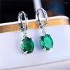 Orecchini schienali carini femminile verde ovale zircone clip glip gelirry di matrimoni argento per donne