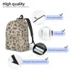 Bags Rex Dinosaur Skull Sketch Tiled Pattern Tan Natural Backpack Middle High College School Student Book Bags Teens Daypack Travel