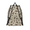 Bags Rex Dinosaur Skull Sketch Tiled Pattern Tan Natural Backpack Middle High College School Student Book Bags Teens Daypack Travel