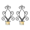 Kerzenhalter 2pcs Metall Home Dekoration Suchhalter Wandmontage Candlestick Tea Light