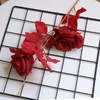 Decorative Flowers Simulated Artificial 2-Head Coated Rose Wedding Hall Home El Living Room Road Guide Flower Arrangement Decoration