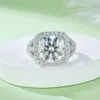 Somen Luxury Jewelry S925 Sterling Silver Square Design Round Cut d Grade 5ct Moissanite Rings for Women Wedding Engagement