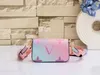 Felicies 2pcs set Designer Chain Bags Women Mini Shoulder bag MICHAEL KADAR sunrise Pastel gradient color Crossbody Handbag Totes card Coin Purse Wallet