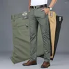 Męskie spodnie bawełniane odzież męskie proste biznes zielone czarne spodnie khaki marka męskiej marki 2024
