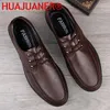 Chaussures décontractées Hommes en cuir authentique en dentelle formelle Robe Man Oxfords Fashion Retro Elegant Luxury Footwear Brand Business Mens