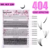 DIY Segmenterade ögonfransarkombinationer 404 PCS Mink Cluster Lashes Kit Soft Light individuella ögonfransar lockiga handgjorda återanvändbara ympade fransar