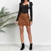 التنانير التنانير للنساء 2023 Womens Pu Leather Skirt Fashion v Weist Open Shipper Skirt Scidental Skirt Woman Skirt Y240420