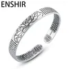 Bangle enshir Silver Color Lotus Scritture che aprono braccialetti braccialetti per uomini donne vintage