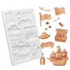 Baking Moulds Pirate Boat Gold Coin Silicone Mold Chocolate Sugarcraft Mould Fondant Cake Decorating Tools