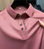 High End Brand Polo Shirt krótkie rękawie Summer Haft Fashion Business Casual Cool Feeling Silk T-Shirt 240420