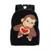 Tassen Curious George is allemaal hart -rugzakken voor vrouwen Men School College Studenten Bookbag Past 16 -inch laptop Monkey TV -series Zakken