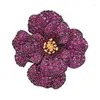 Broches Fleur de haute qualité Brooch Copper Material Golden Purple Gift For Girl Zircon Shinny