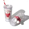 Tumblers Double Wall Straw Cup With Lid Large Capacity Travel Mug Reusable /Elk Shaped Drinking Bottle Christmas Gift Drop