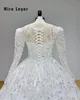 Lnyer Scallopes Neck Lace up back long longleseve beads Pearls Sequins Shiny Ball Gown Wedding Dresses Real Office Photosビデオ