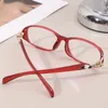 Solglasögon Retro Square Rhinestone Frame Anti Blue Light Glasses Red Thick Plain Eyes Korean Korean Kvinnlig ögonskyddsugare