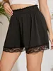 Plus Size Summer Loose Casual Elegant Short Elastic Paperbag Waist Lace Trim Basic Shorts Female Large 5XL 6XL 240411