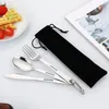 Dinnerware Sets Stainless Steel Tableware Outdoor Household Frosted Knife And Fork Spoon Chopsticks Travel Camping Portable Set