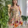 Neue Frauen 2024 3d Blumenstickerei verpacktes hip sexy Kleid