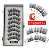 4 pairs 5 Magnets 3D Magnetic False Eyelashes Handmade Artificial Faux Cils Natural Mink with Tweezers 240420