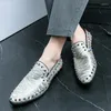 Buty swobodne srebrzysty mokasyny mężczyźni z ultra-fine Fibre Decoration dla klubów nocnych wskazywane wszechstronne duże rozmiary 38-47