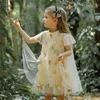 Kız Elbiseler 2024 Yaz Moda Çocuklar Kızlar Yıldız Prenses