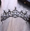 Baroque Vintage Crystal Pearl Bridal Tiaras Brand Headhipiece Black Rhinestone Princess Pageant Couronne Accessoires de cheveux de mariage Y21504422
