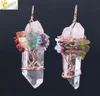 CSJA MEN Big Gemstone Pendant Women Natural White Crystal Quartz 7 Chakra Tree of Life Rose Gold Handmade Wire Wrapped Necklace CH7070416