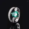 Anelli a cluster S925 Spensio d'argento Texture di alta qualità Creative Horse Eye 8 12 Diamond Engagement Ring Women's Jewelry Wedding